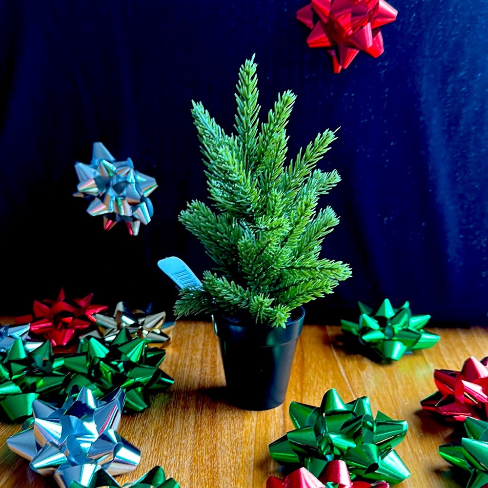 Potted Green Pine Christmas Tree Tabletop Decor, 8.5”